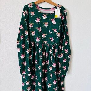 Green Fairy Print Kids Dress